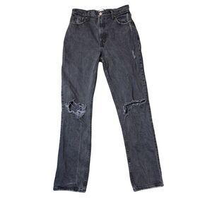 Abercrombie & Fitch 90s Straight Ultra High Rise Black Distressed Size 4/27